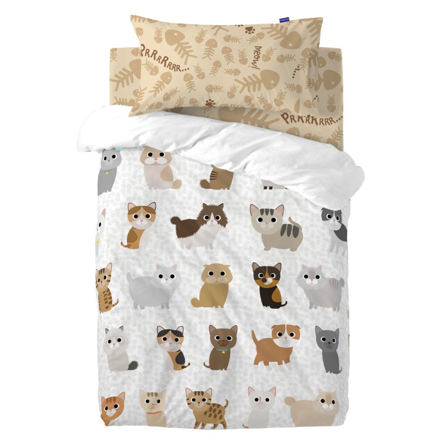 Dynebetrk st HappyFriday Mr Fox Cats Multifarvet Vugge til baby 2 Dele #1