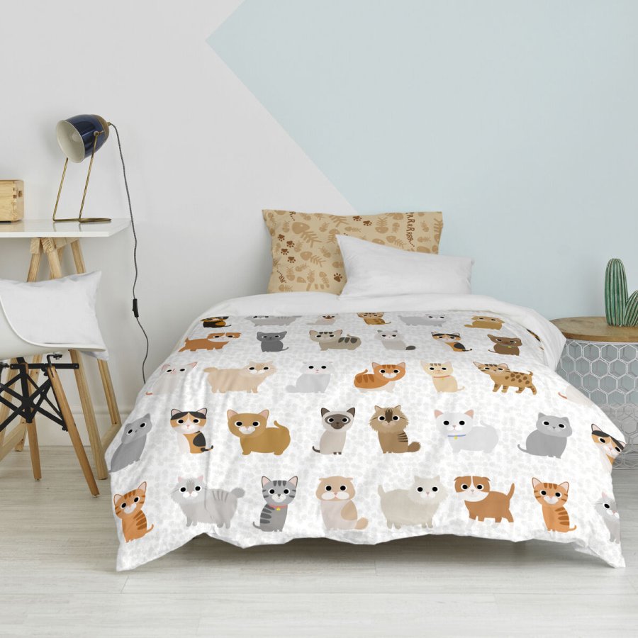 Dynebetrk st HappyFriday Mr Fox Cats Multifarvet Seng 80 2 Dele #16