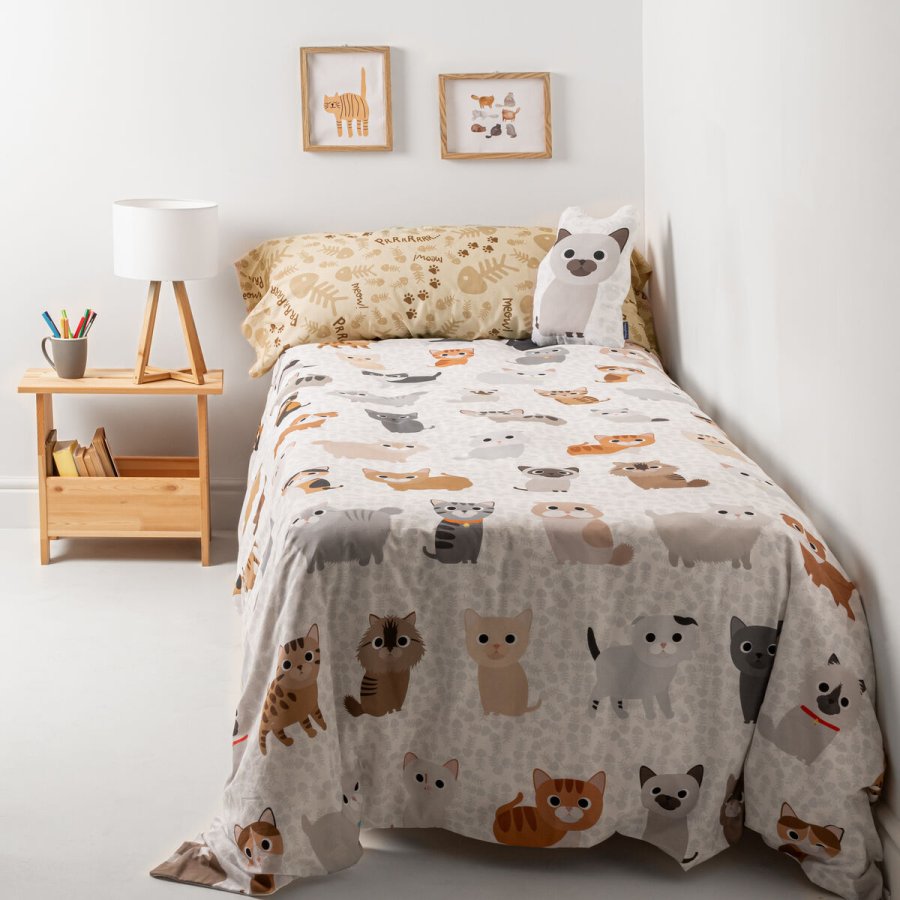 Dynebetrk st HappyFriday Mr Fox Cats Multifarvet Seng 80/90 2 Dele #16
