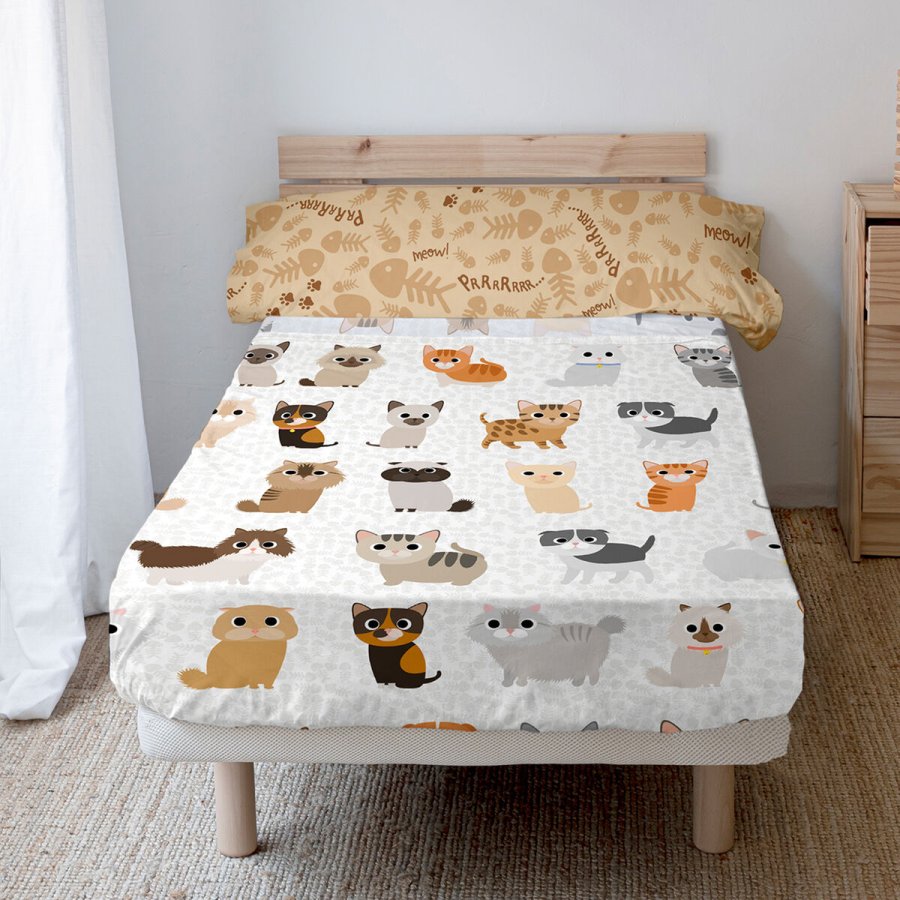 Sengetj st HappyFriday Mr Fox Cats Multifarvet Seng 80/90 2 Dele #2