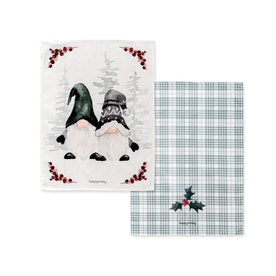 St med klder HappyFriday Xmas Gnomes  Multifarvet 70 x 50 cm 2 Dele #1