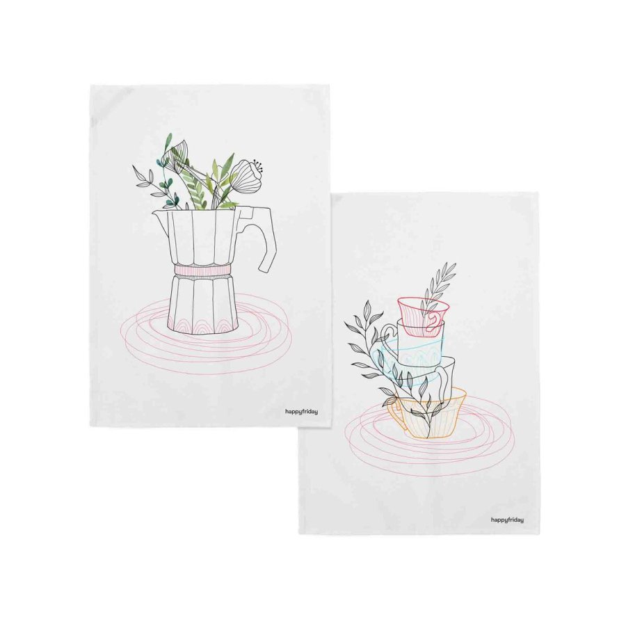 Karklud HappyFriday Breakfast Multifarvet 70 x 50 cm (2 enheder) #1