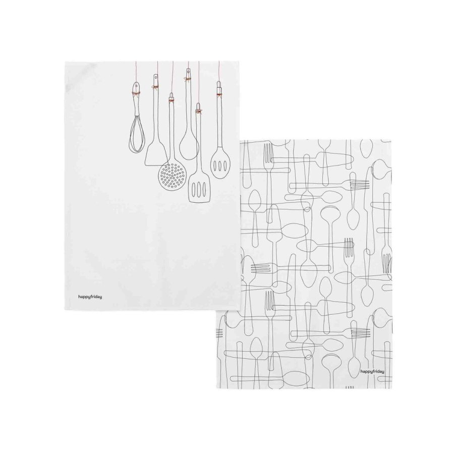 Karklud HappyFriday Cutlery Multifarvet 70 x 50 cm (2 enheder) #1