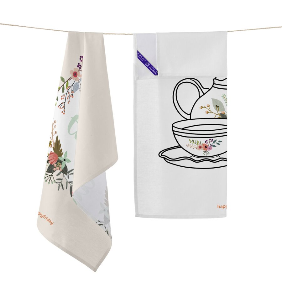 Karklud HappyFriday Time To Tea Multifarvet 70 x 50 cm (2 enheder) #21