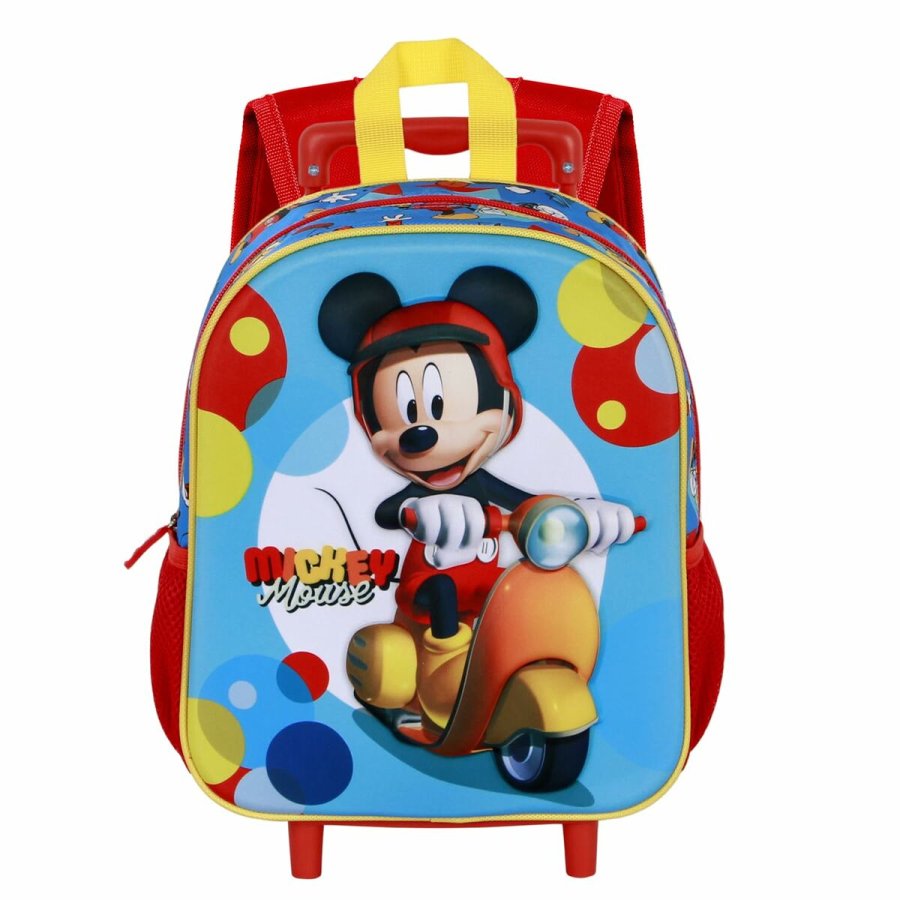3D Skoletaske med Hjul Mickey Mouse Scooter Bl Rd 26 x 13 x 34 cm #5