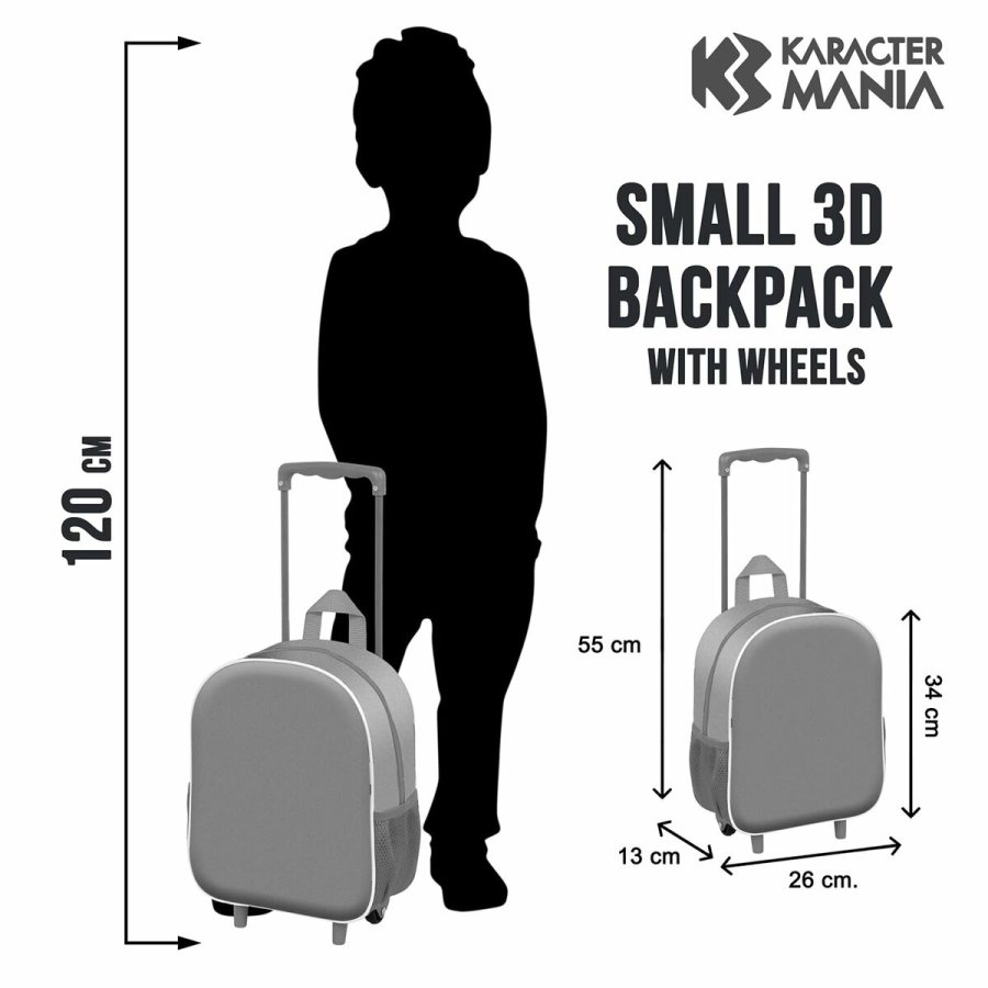 3D Skoletaske med Hjul Mickey Mouse Scooter Bl Rd 26 x 13 x 34 cm #3