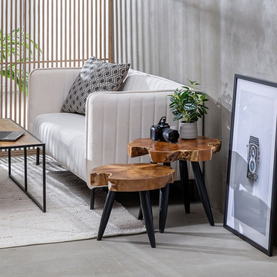 Sofabord Natur Sort Teak 50 x 50 x 40 cm #3