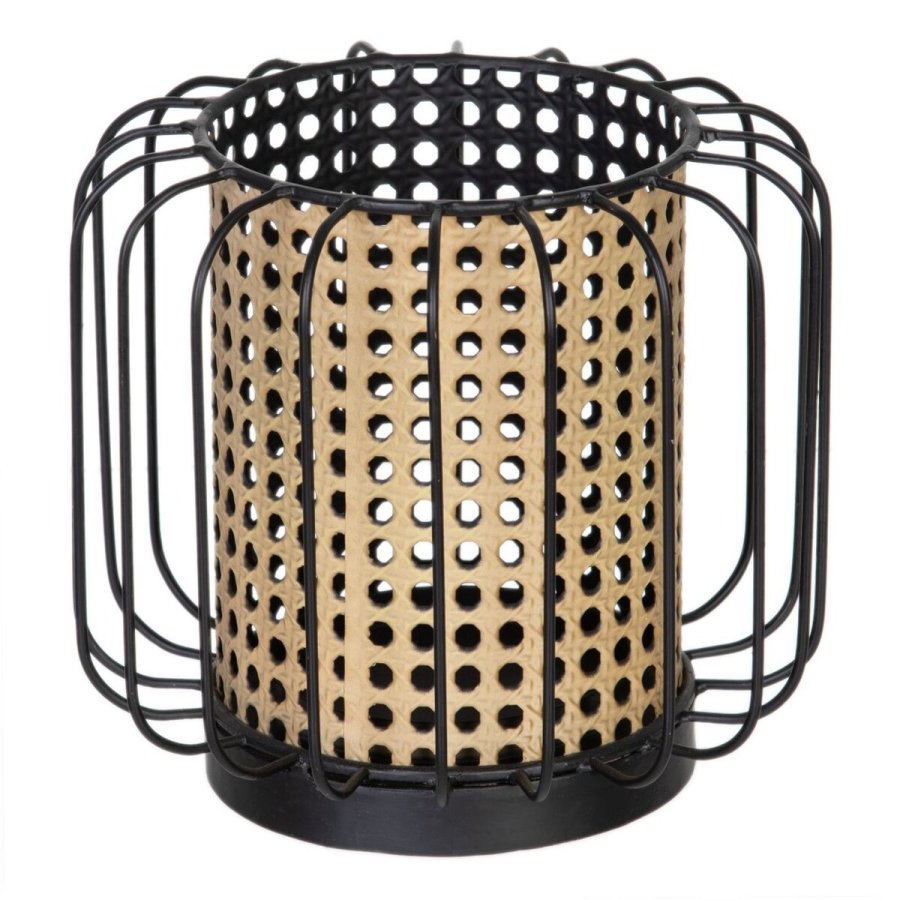 Lyseholder 21,5 x 21,5 x 19 cm Natur Sort Metal #1