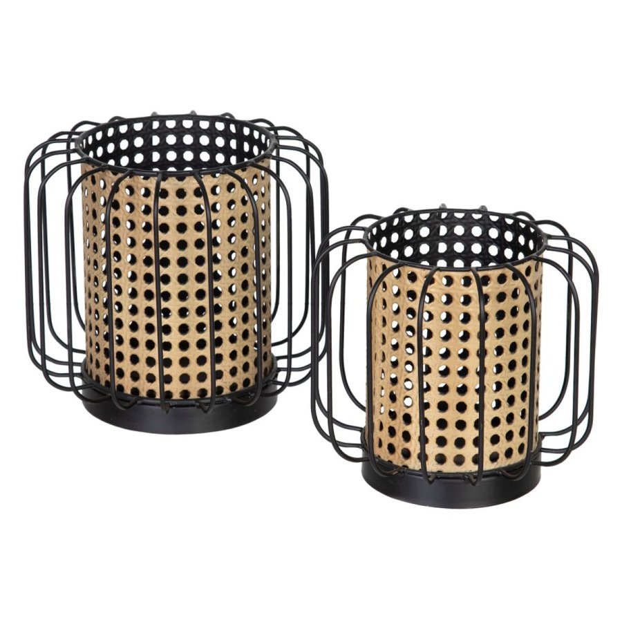 Lyseholder 21,5 x 21,5 x 19 cm Natur Sort Metal #5