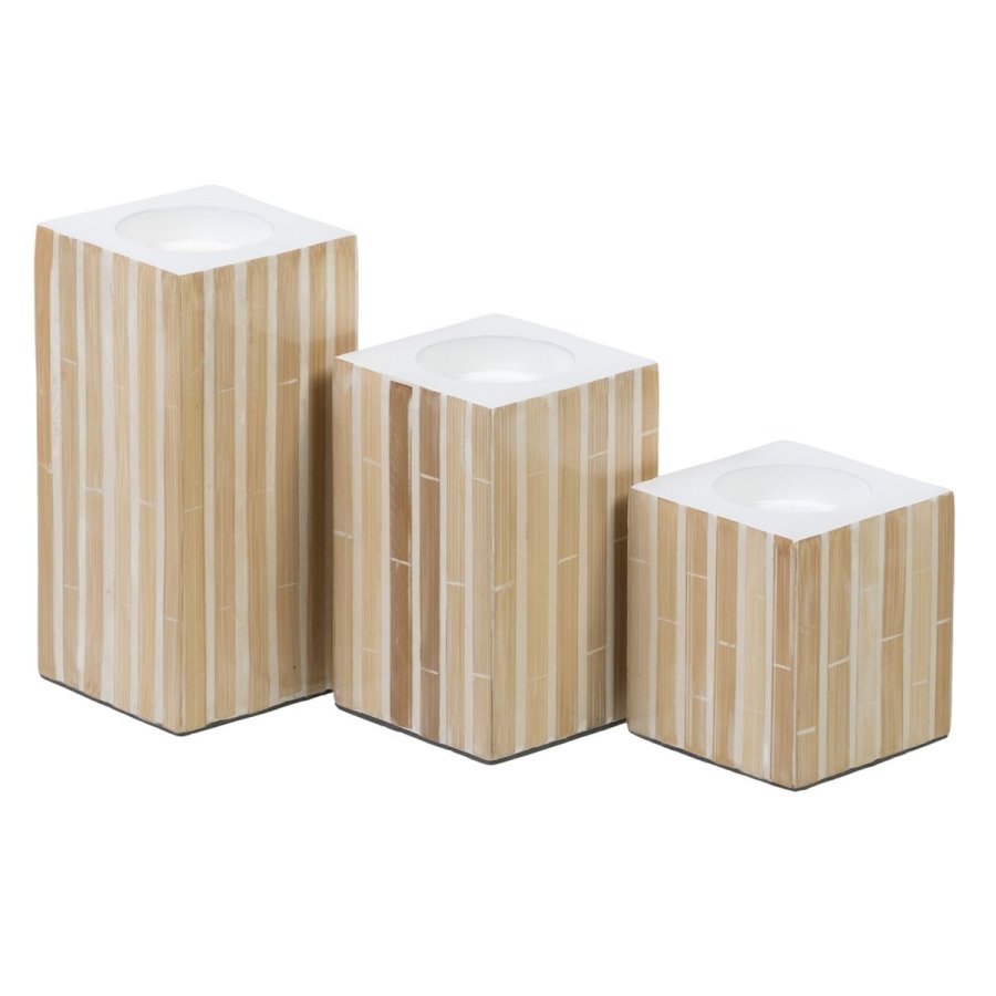 Lyseholder Beige Bambus Tr MDF 10,5 x 10,5 x 10,5 cm #2