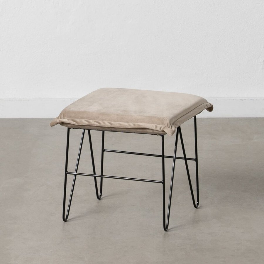 Puf Syntetisk stof Beige Metal 40 x 40 x 35 cm #1