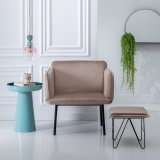 Puf Syntetisk stof Beige Metal 40 x 40 x 35 cm #5