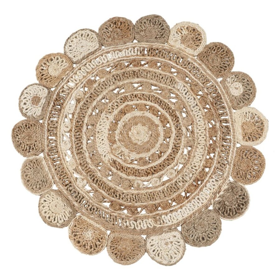 Tppe Natur Hvid Jute 120 x 120 cm #1