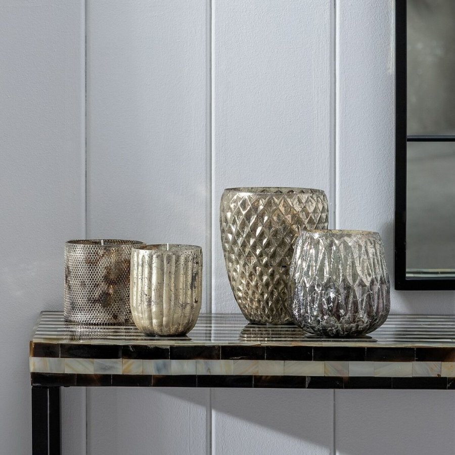 Lyseholder 13 x 13 x 18 cm Krystal Gylden #2