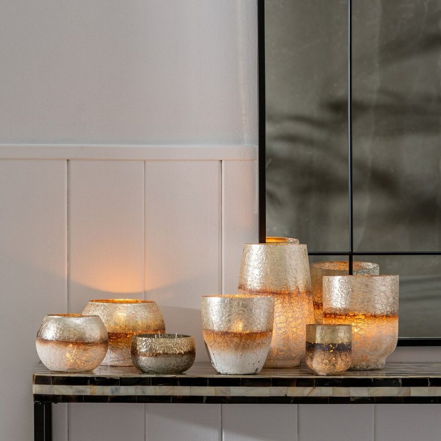 Lyseholder 16 x 16 x 15 cm Krystal Gr Hvid #2