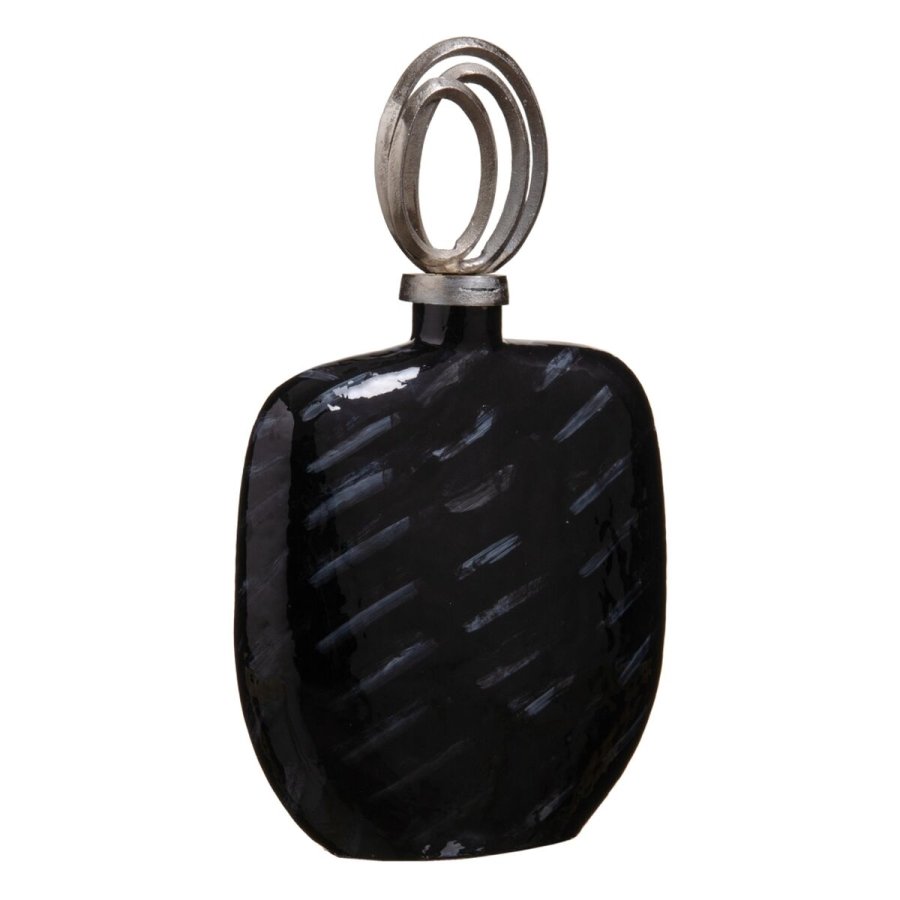 Vase 28 x 14 x 48 cm Krystal Sort Metal S�lv #1