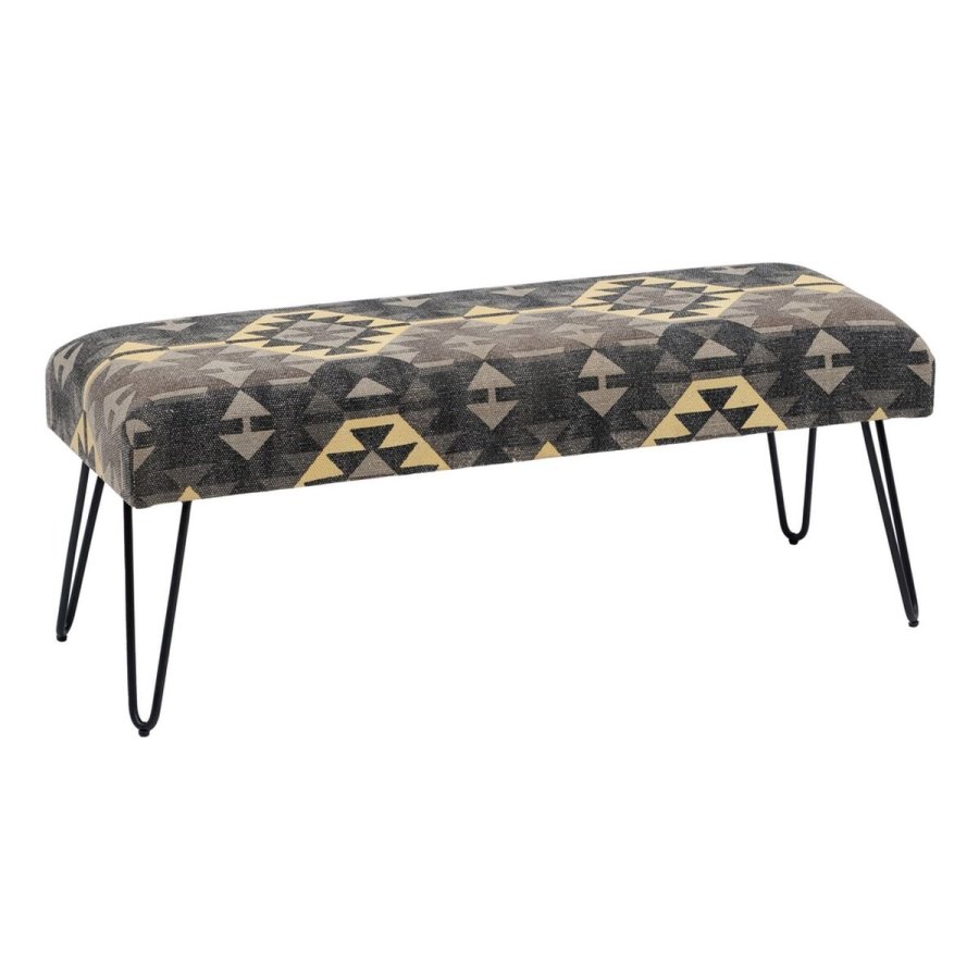 Stol Sort Taupe Jern Svamp 120 x 41,5 x 48 cm #1