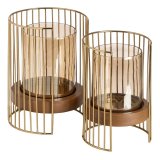 Lyseholder Brun Gylden Tr Krystal Stl 15 x 15 x 23 cm #2