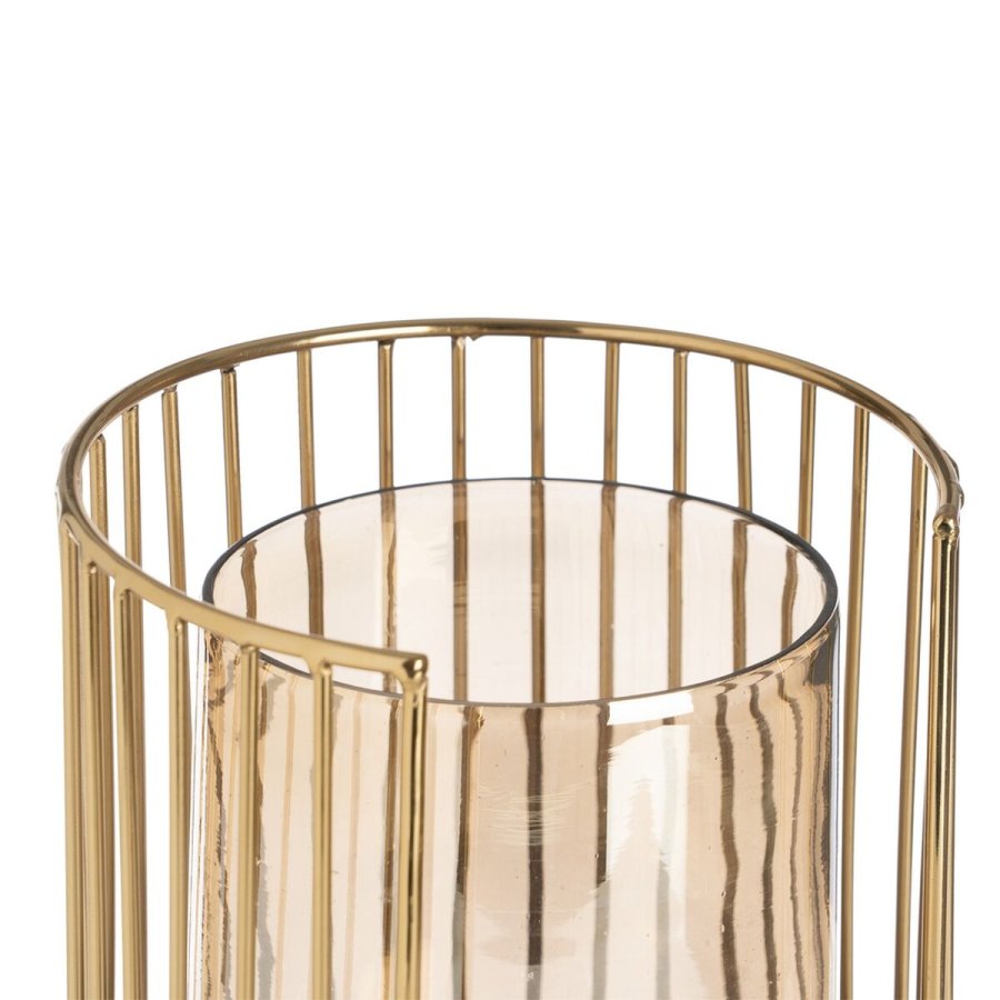 Lyseholder Brun Gylden Tr Krystal Stl 15 x 15 x 23 cm #3