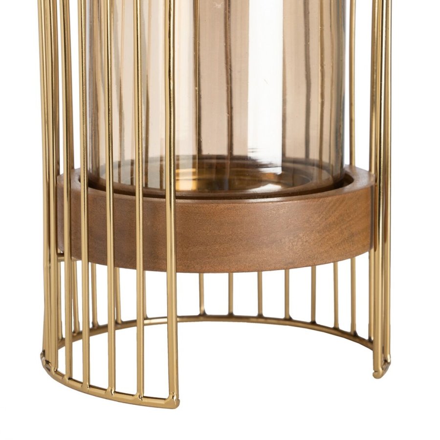 Lyseholder Brun Gylden Tr Krystal Stl 15 x 15 x 23 cm #4