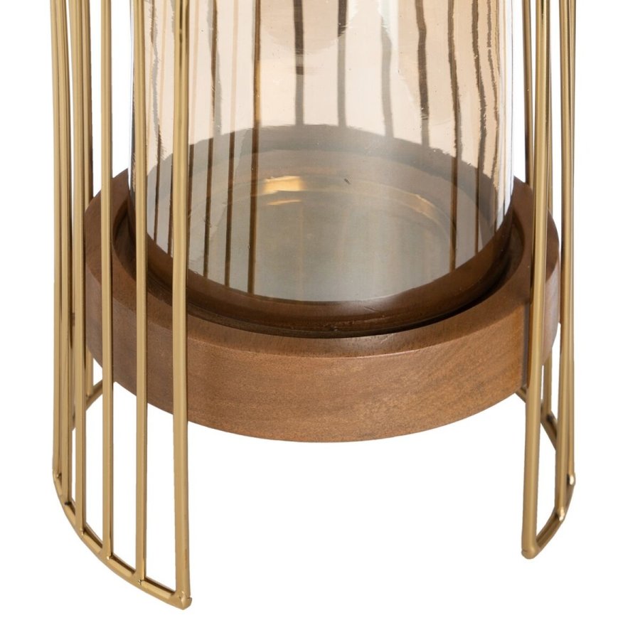 Lyseholder Brun Gylden Tr Krystal Stl 15 x 15 x 23 cm #5