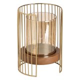 Lyseholder Brun Gylden Tr Krystal Stl 18 x 18 x 25 cm #1