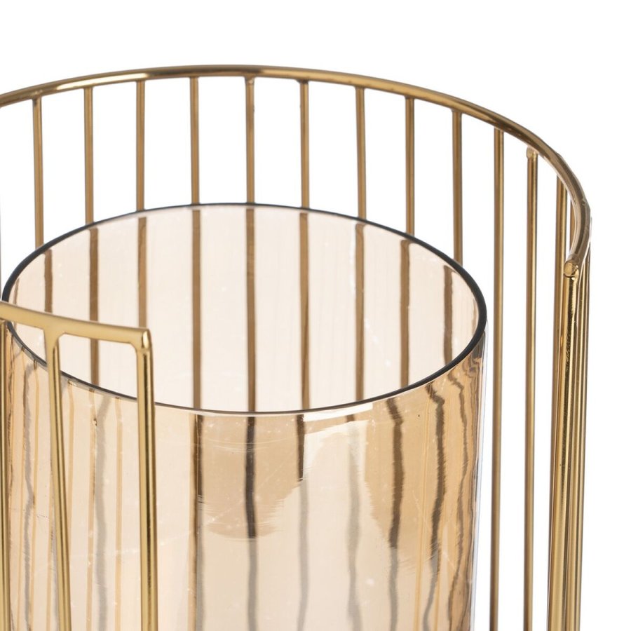 Lyseholder Brun Gylden Tr Krystal Stl 18 x 18 x 25 cm #3