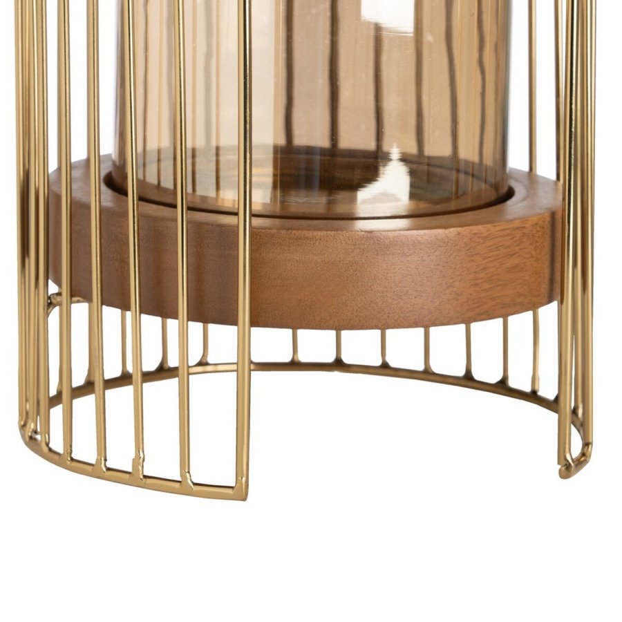 Lyseholder Brun Gylden Tr Krystal Stl 18 x 18 x 25 cm #4