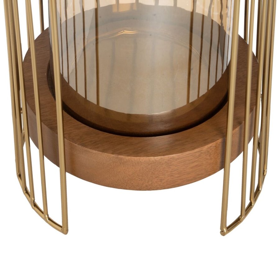 Lyseholder Brun Gylden Tr Krystal Stl 18 x 18 x 25 cm #5