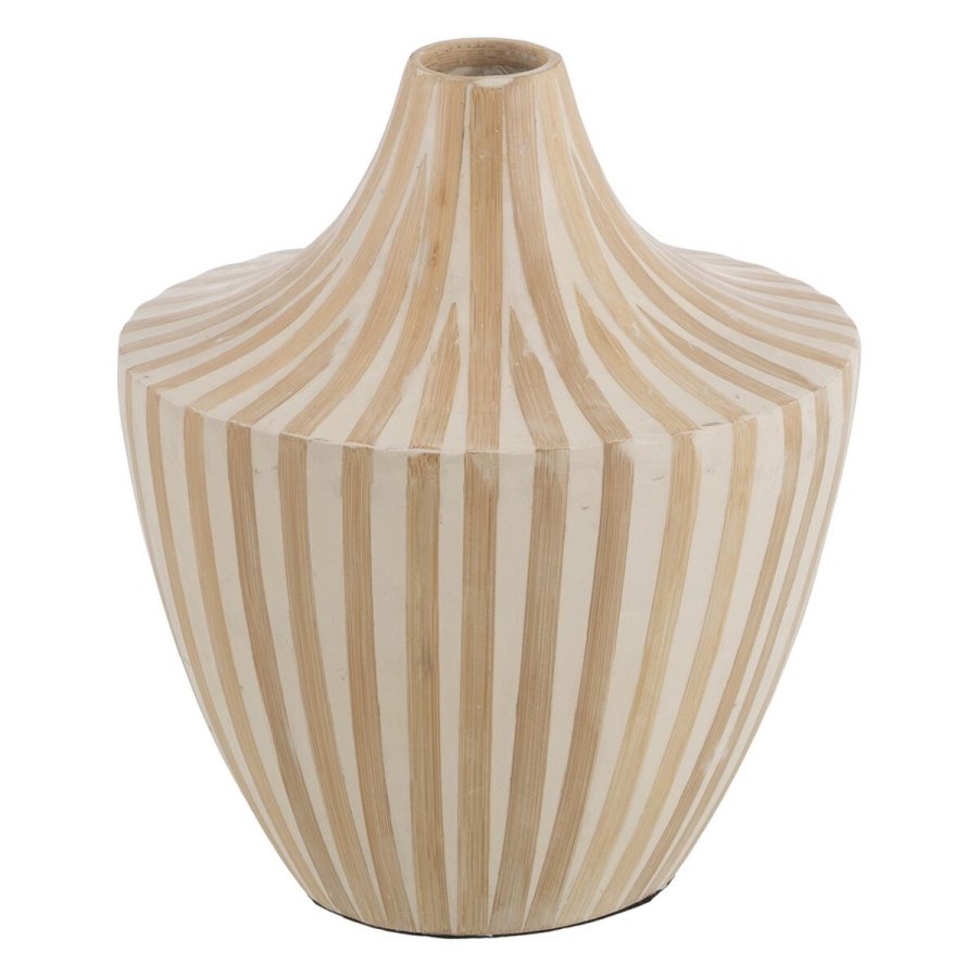 Vase Hvid Beige Bambus 27 x 27 x 31 cm #1
