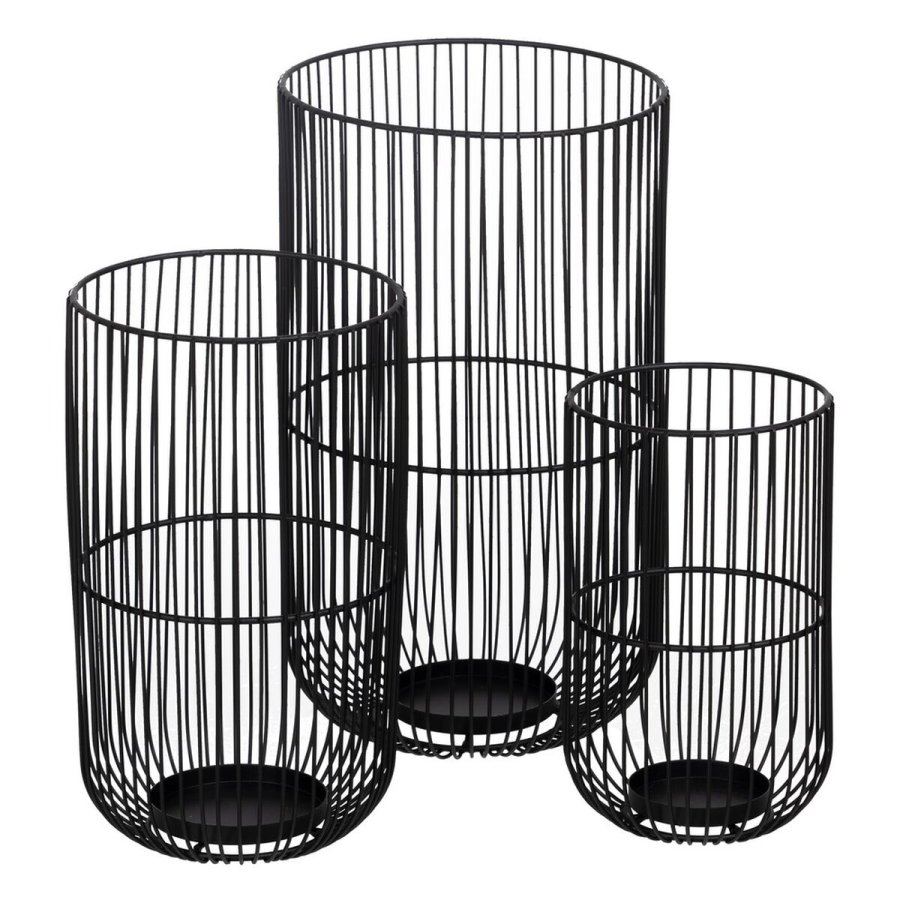 Set med d�kkeservietter Sort Jern 22 x 22 x 39 cm (3 enheder) #1