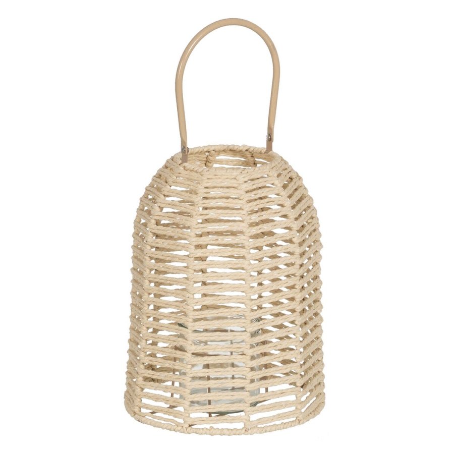 Laantarn Lyseholder Laantarn Fldefarvet Natur Metal Papir Krystal 23 x 23 x 30,5 cm #1