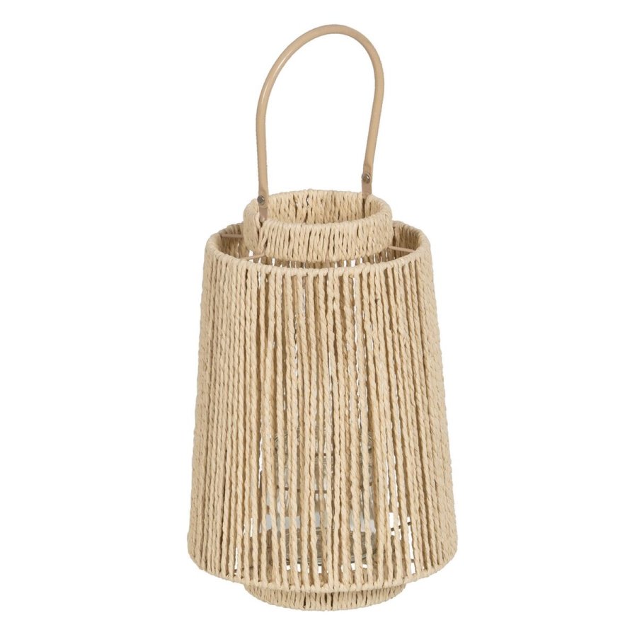 Laantarn Lyseholder Laantarn Fldefarvet Natur Metal Papir Krystal 23,5 x 23,5 x 35 cm #1