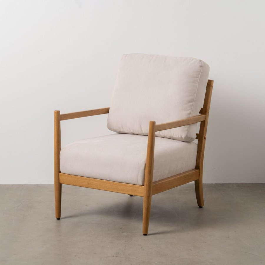 Lnestol Beige Natur Gummitr Tr MDF Foam 100 % polyester 65 x 71 x 88 cm #2