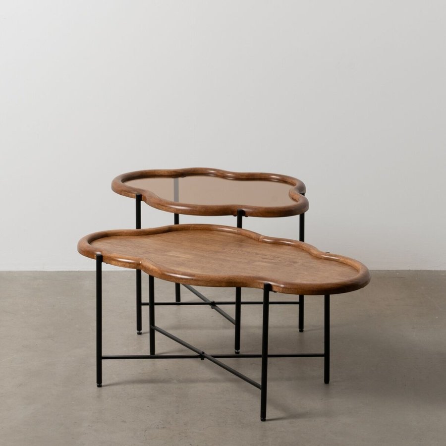 Sofabord Sort Natur Krystal Jern Gummitr 89 x 50 x 40 cm (2 enheder) #2