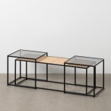 Sofabord Sort Natur Krystal Jern Spanskrr 97,5 x 34 x 35 cm (3 enheder) #2