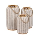 Laantarn Beige Natur Bambus Krystal 25 x 25 x 45 cm #2