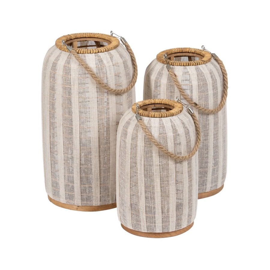 Laantarn Beige Natur Bambus Krystal 25 x 25 x 45 cm #2