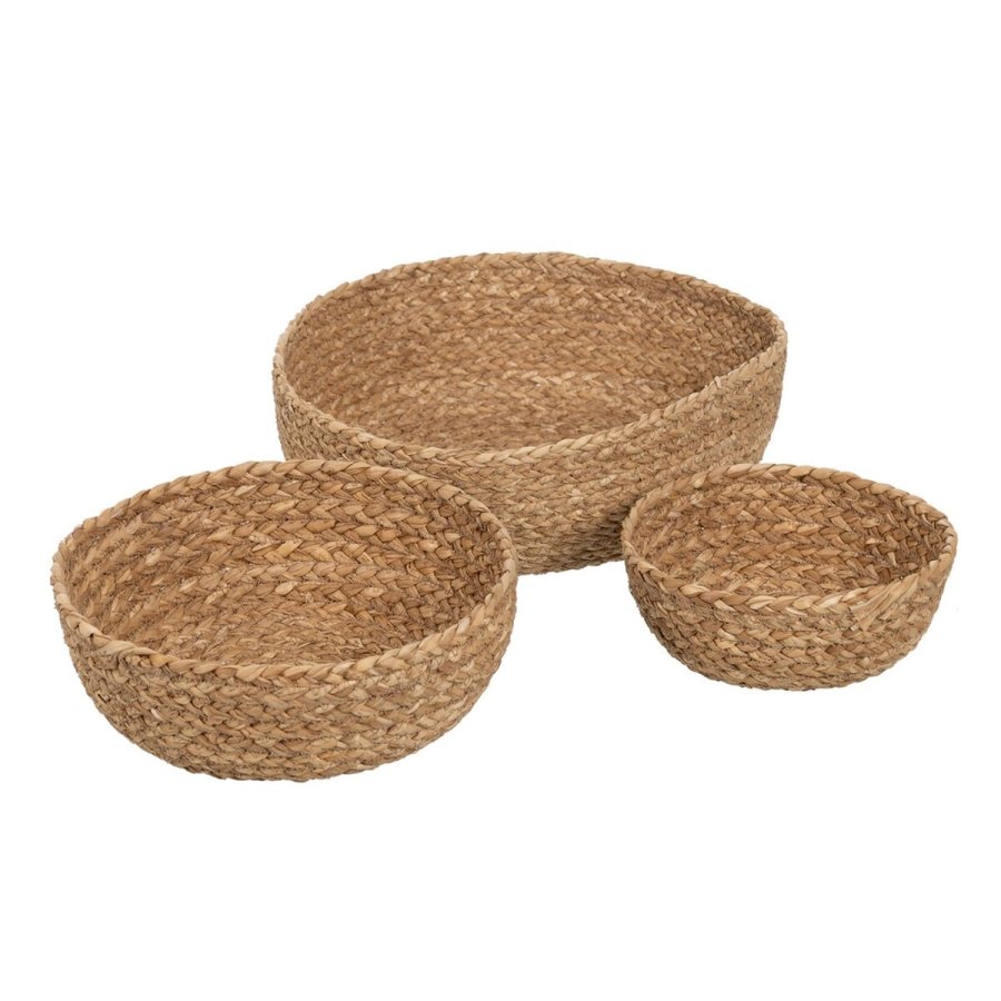 Dekorativ kurv Naturlig fiber 34 x 34 x 11 cm (3 enheder) #1