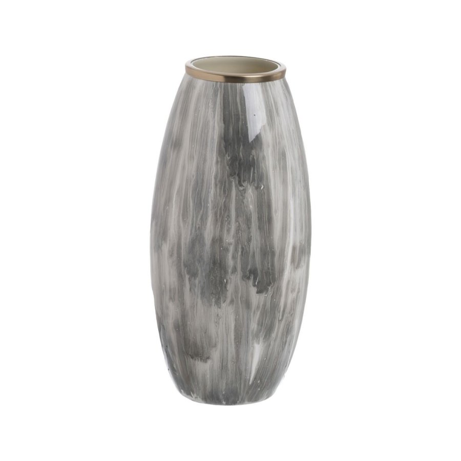 Vase Hvid Sort Aluminium Krystal 21 x 21 x 44,5 cm #1