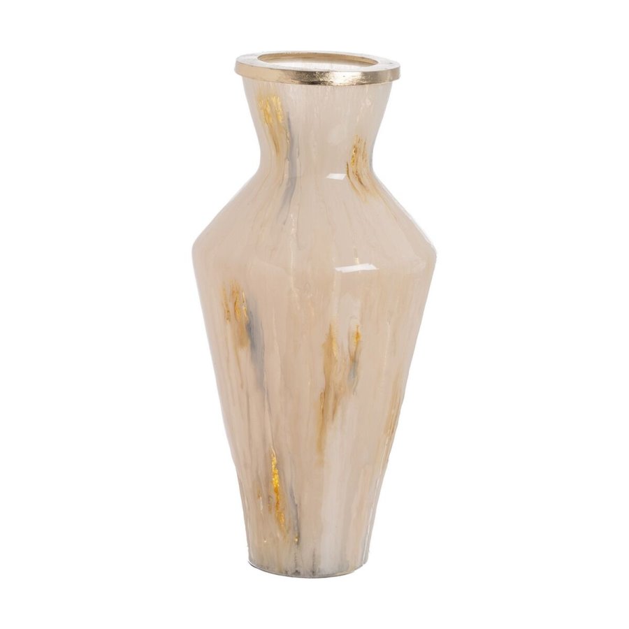 Vase Beige Gylden Aluminium Krystal 28 x 28 x 57 cm #1