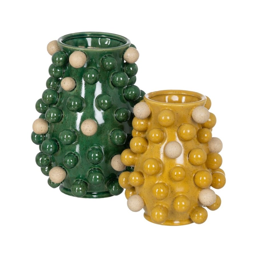 Vase Gul Hvid Keramik 21 x 21 x 26 cm #2