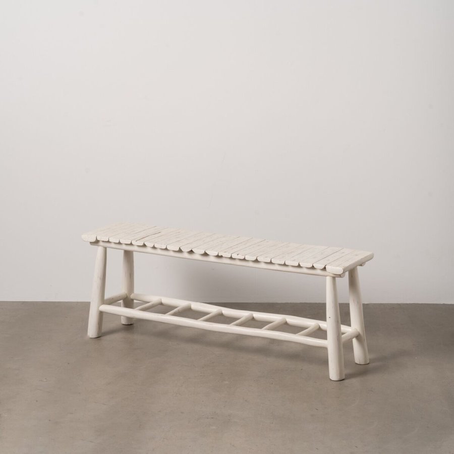 Stol Hvid Teak 120 x 30 x 45 cm #5