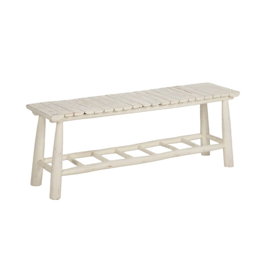 Stol Hvid Teak 120 x 30 x 45 cm #1