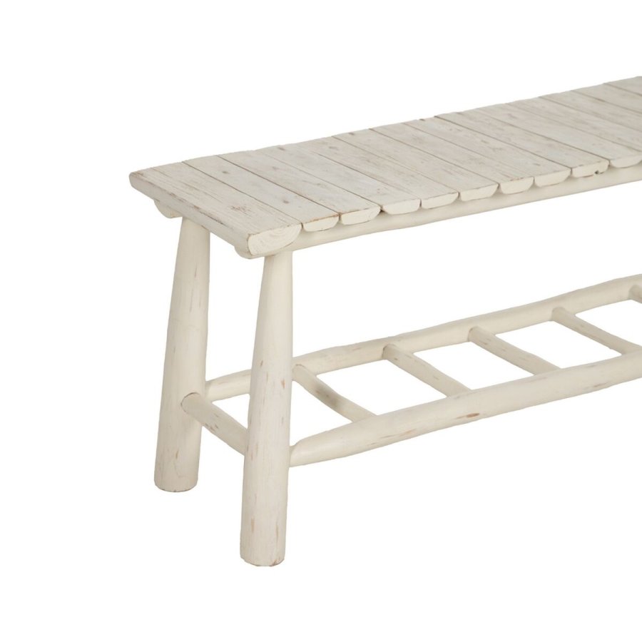 Stol Hvid Teak 120 x 30 x 45 cm #21