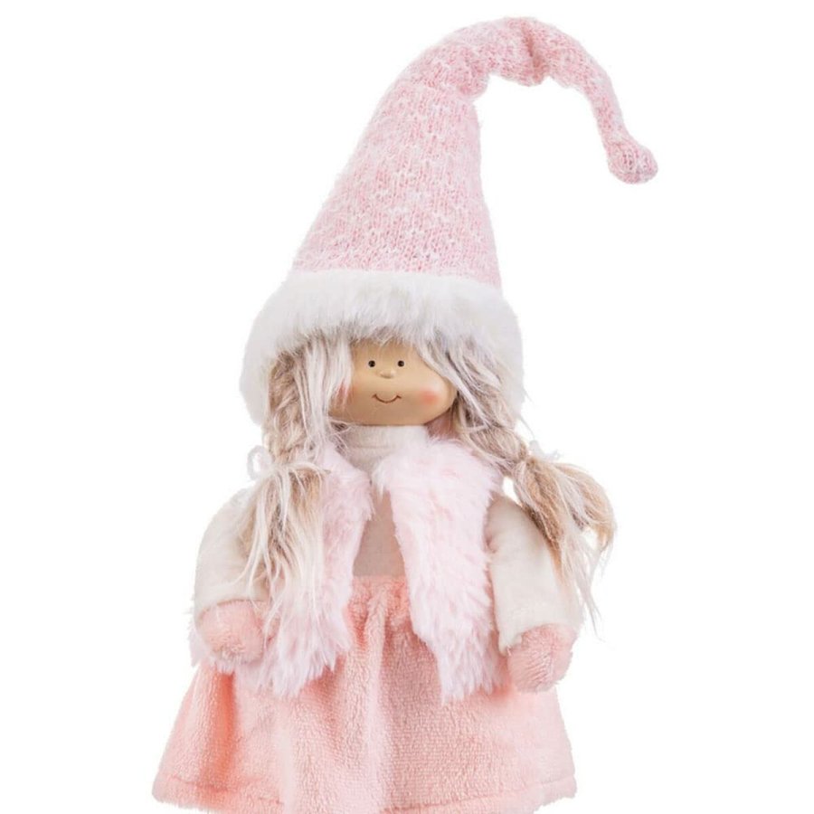 Julepynt Pink Metal Polyesterharpisk Polyfoam Materiale Pige 19 x 10 x 51 cm #2