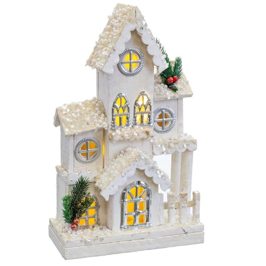 Julepynt Hvid Tr Hus 24 x 11 x 39 cm #5