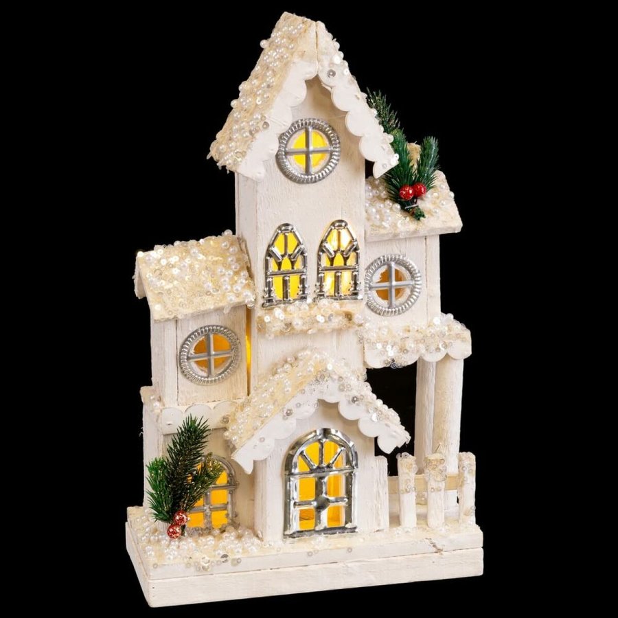Julepynt Hvid Tr Hus 24 x 11 x 39 cm #13