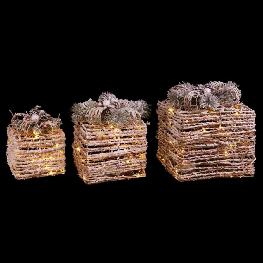Julepynt Natur Metal Plastik Fiber Gaveske 25 x 25 x 36 cm (3 enheder) #9