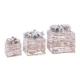 Julepynt Natur Metal Plastik Fiber Gaveske 25 x 25 x 36 cm (3 enheder) #1